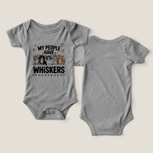My People Have Whiskers – Funny Cute Cat Sticker f Infant T-shirt (Design Front & Back)