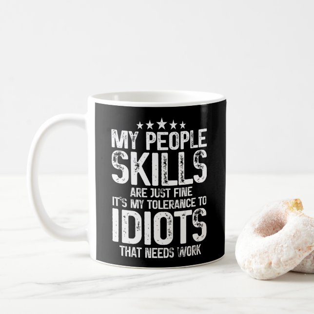 My People Skills Are Fine, Sarcasm Antisocial Gift Coffee Mug (With Donut)