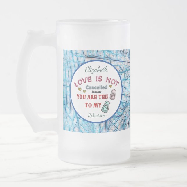 My Pepper To Your Salt Love Frosted Glass Beer Mug (Left)