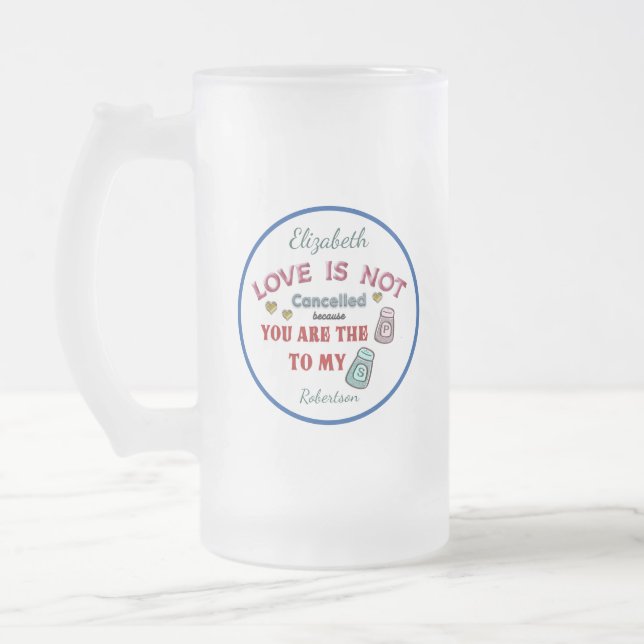 My Pepper To Your Salt Love Personalize Frosted Glass Beer Mug (Left)