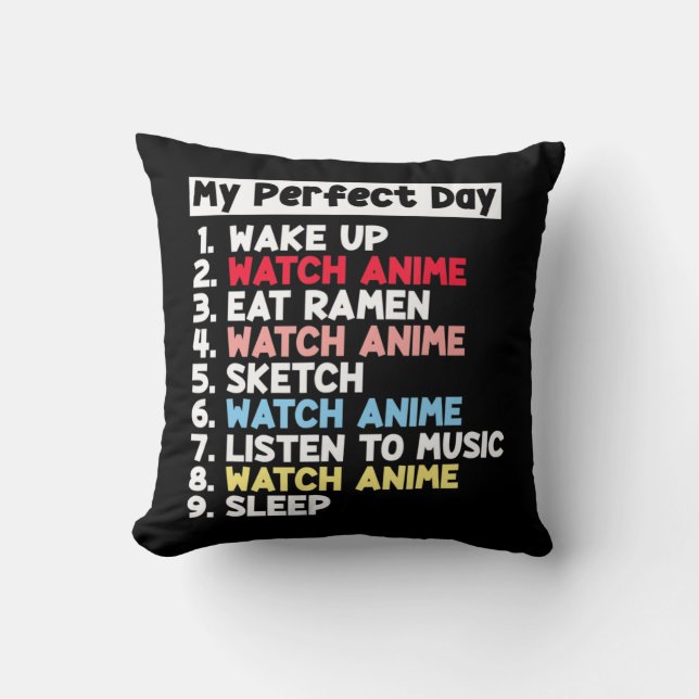 My Perfect Day Anime Merch Cute For Teens Girls Wo Throw Pillow (Front)