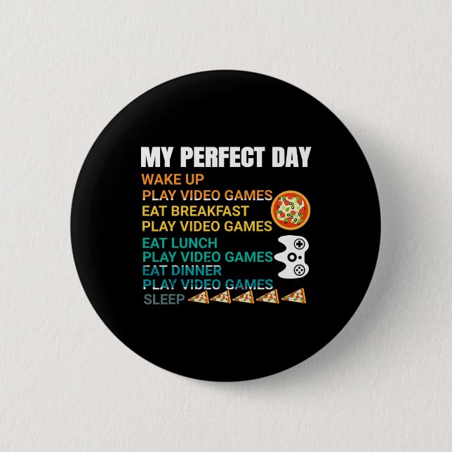 My Perfect Day Pizza Video Games Gamer Controller  Button (Front)