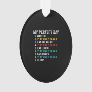 My Perfect Day Video Games Funny Grandson Gamer Ornament