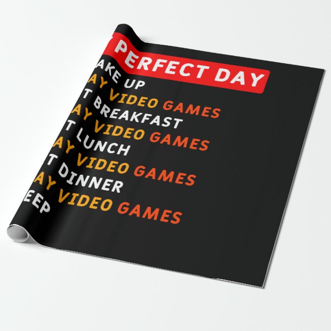 My Perfect Day - Video Games Wrapping Paper (Unrolled)