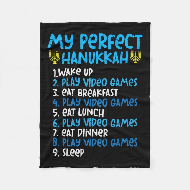 My Perfect Hanukkah Video Game Chanukah Jew Men Bo Fleece Blanket (Front)