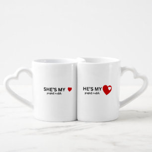 My Perfect Match Love Typography Art Coffee Mug Set