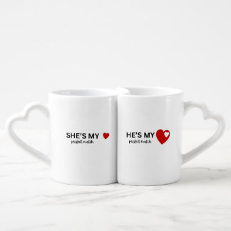 My Perfect Match Love Typography Art Coffee Mug Set