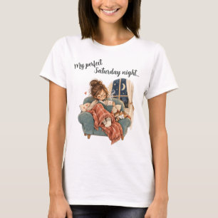 My Perfect Saturday Night Cozy Book Lover T-Shirt