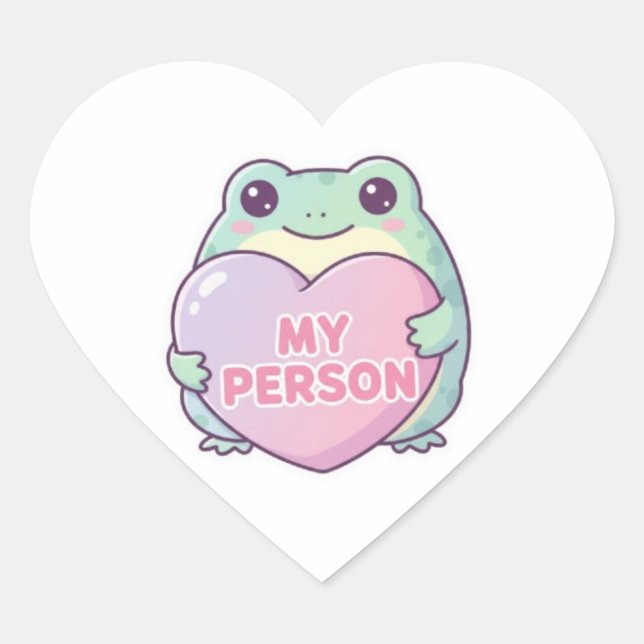 My Person Frog Sticker Cute Frog Hugging Heart Rom (Front)