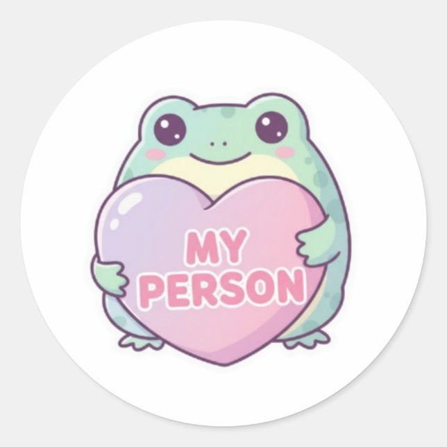 My Person Frog Sticker Cute Frog Hugging Heart Rom (Front)