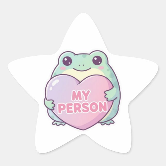 My Person Frog Sticker Cute Frog Hugging Heart Rom (Front)