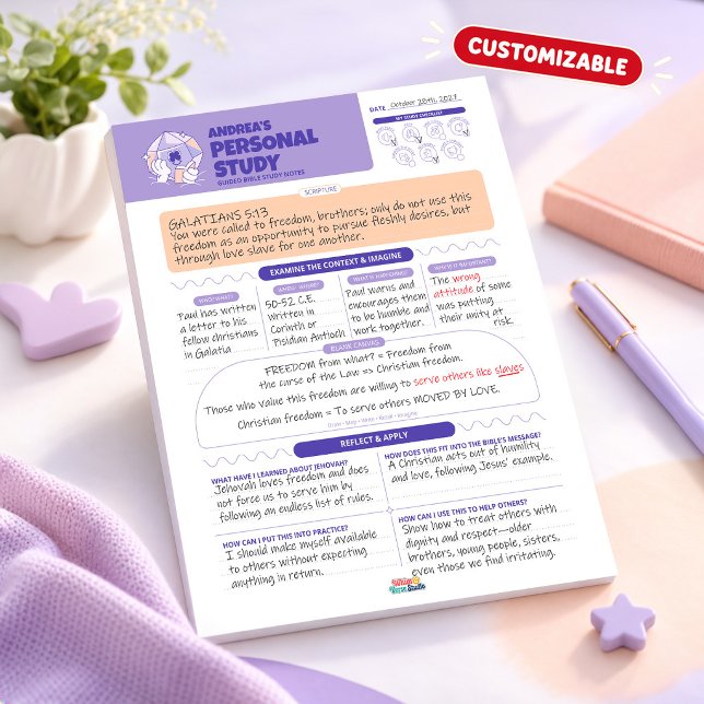 My Personal Study – Guided Bible Study Notes (Personalized Bible study notepad with your name, guided prompts and scripture writing space.)