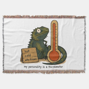 My Personality Is A Thermometer Bearded Dragon Art Throw Blanket