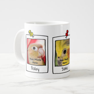 My Pet Birds Retro Custom Photo Collage Giant Coffee Mug