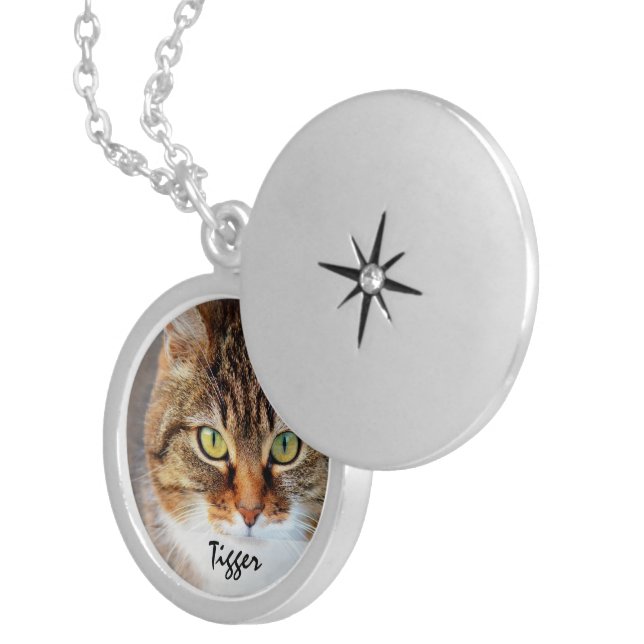 My Pet Cat Photo Template Locket Necklace (Front Right)