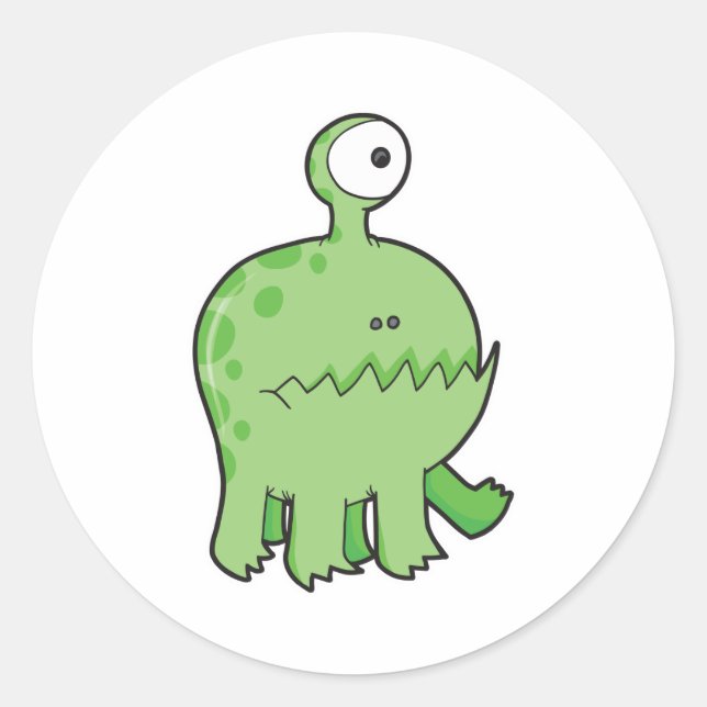 my pet cyclops monster green classic round sticker (Front)