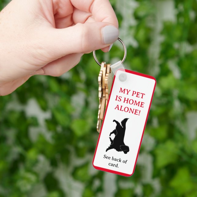 My Pet, Dog is Home Alone Card Keychain (Hand)