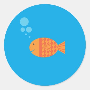 My Pet Goldfish Classic Round Sticker by imaginarystory at Zazzle