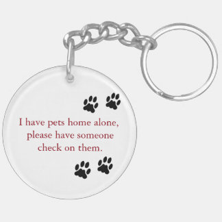 My pet is home alone photo keychain