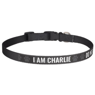 MY PET NAME Pet Alert Custom Message Black Paws Pet Collar
