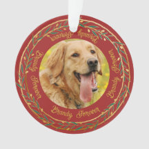 My Pet Photo Gold Berry Wreath Crimson Christmas