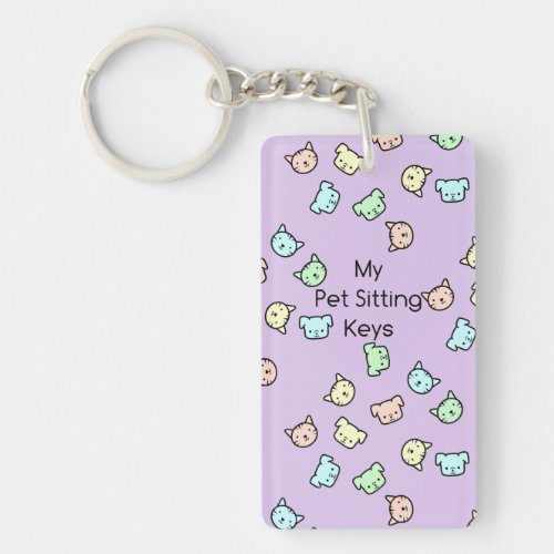 My Pet Sitting Keys Purple Pastel Pets Cute Keychain