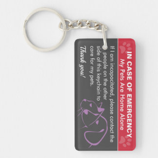 "My Pets are Home Alone" Emergency Custom Keychain