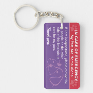 "My Pets are Home Alone" Emergency Custom Keychain