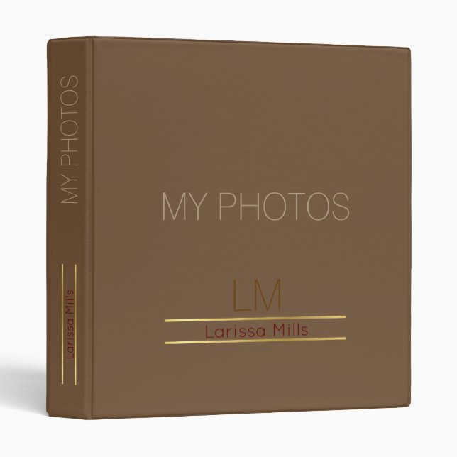 my photos / elegant brown & personalized binder (Front/Spine)
