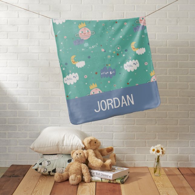 My Planet Dream Big Little One Pattern Baby Blanket (In Situ)