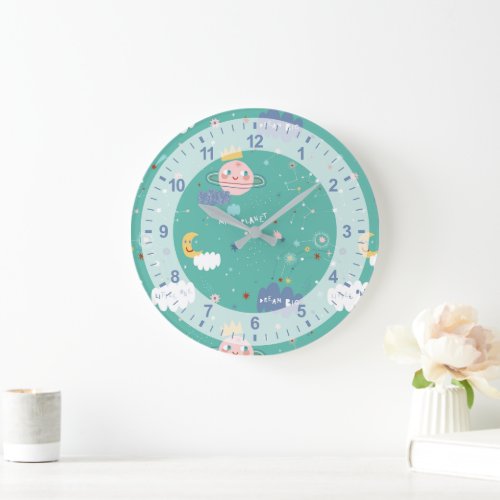 My Planet Dream Big Little One Pattern Large Clock