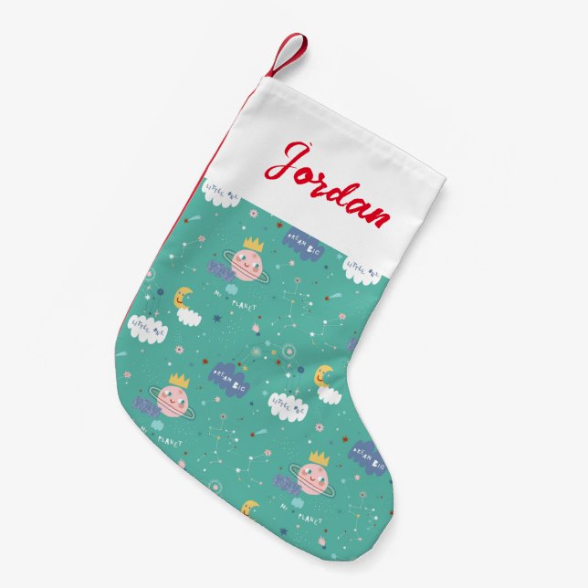 My Planet Dream Big Little One Pattern Small Christmas Stocking (Front (Hanging))