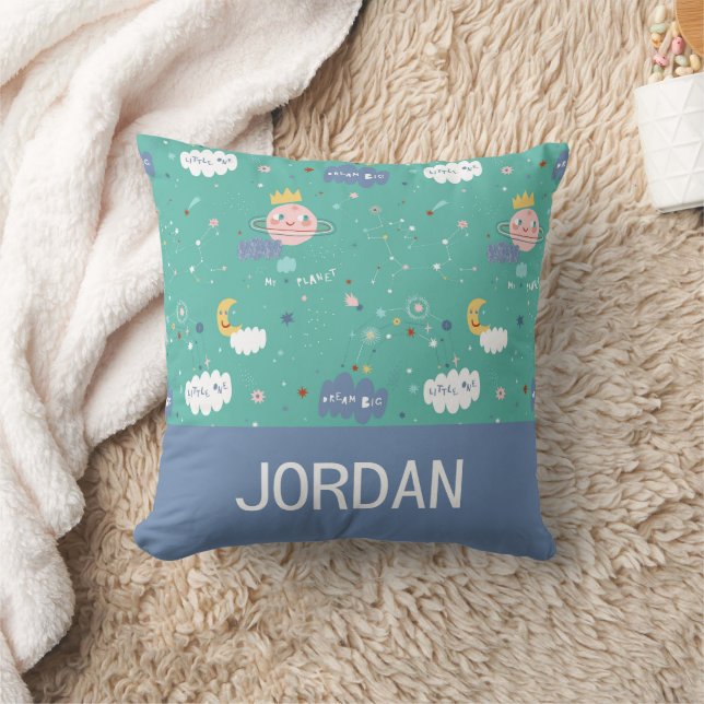 My Planet Dream Big Little One Pattern Throw Pillow (Blanket)