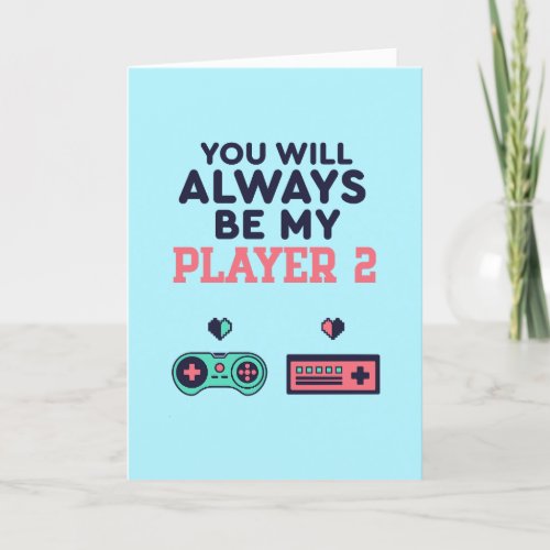 My Player 2 Cute Gamer Lover Funny Valentines Day Holiday Card