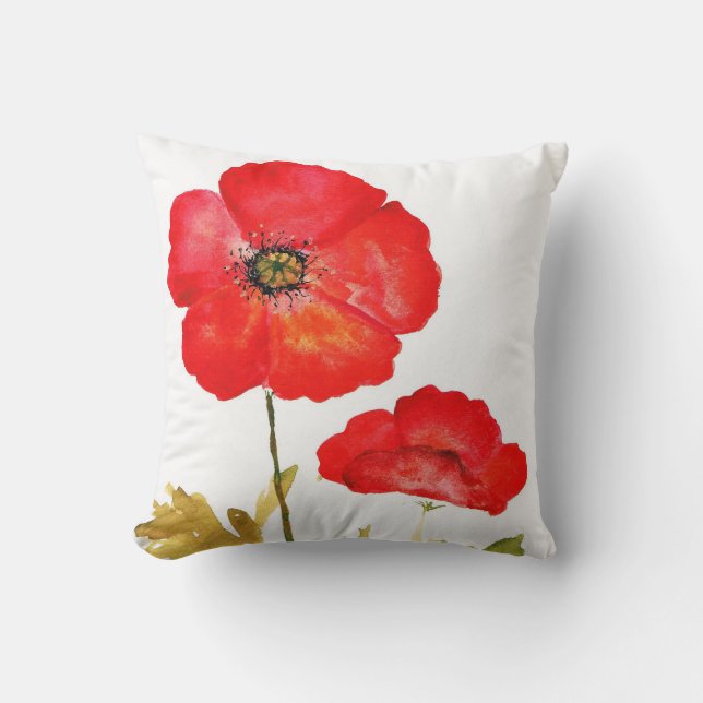 My Poppies Throw Pillow (Front)