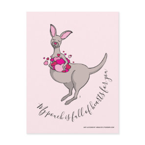 My pouch is full of love kangaroo flat card
