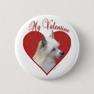 My Powderpuff Chinese Crested Valentine Pinback Button