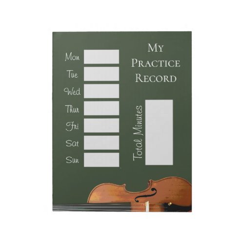 My Practice Record Green Violin Notepad