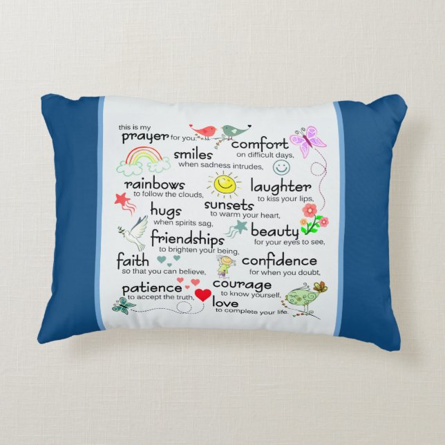 My Prayer For You | Classic Blue Accent Pillow (Back)