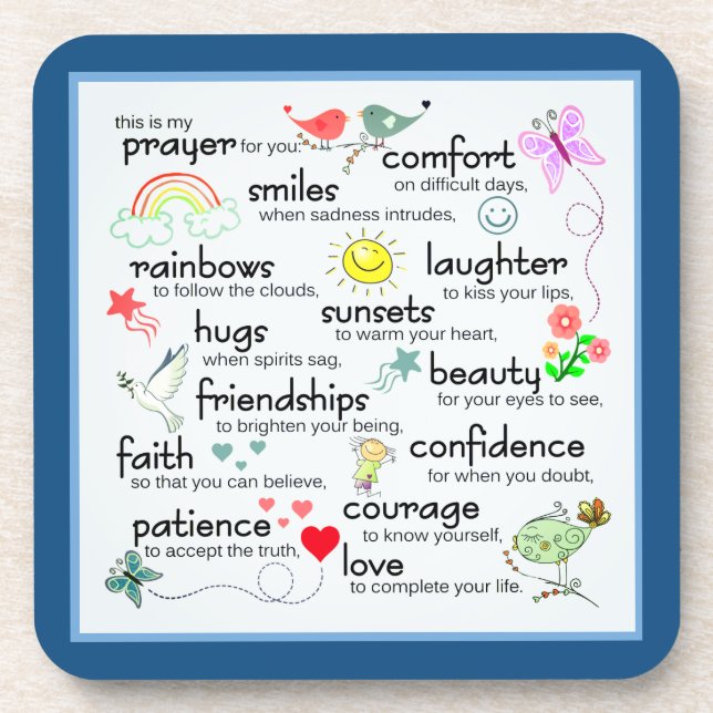My Prayer For You | Classic Blue Beverage Coaster (Front)