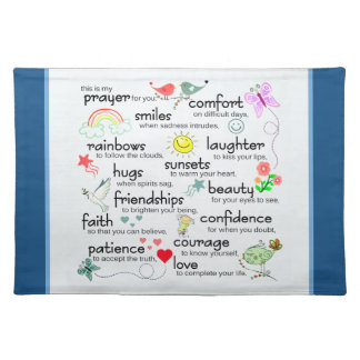 My Prayer For You | Classic Blue Cloth Placemat