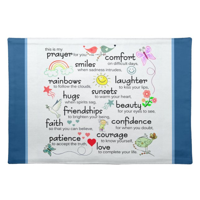 My Prayer For You | Classic Blue Cloth Placemat (Front)