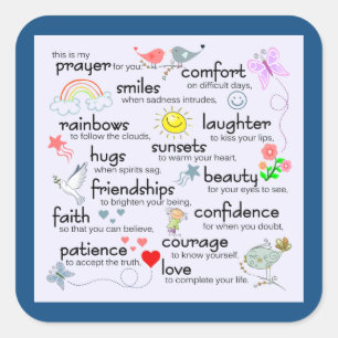 My Prayer For You Classic Blue Square Sticker
