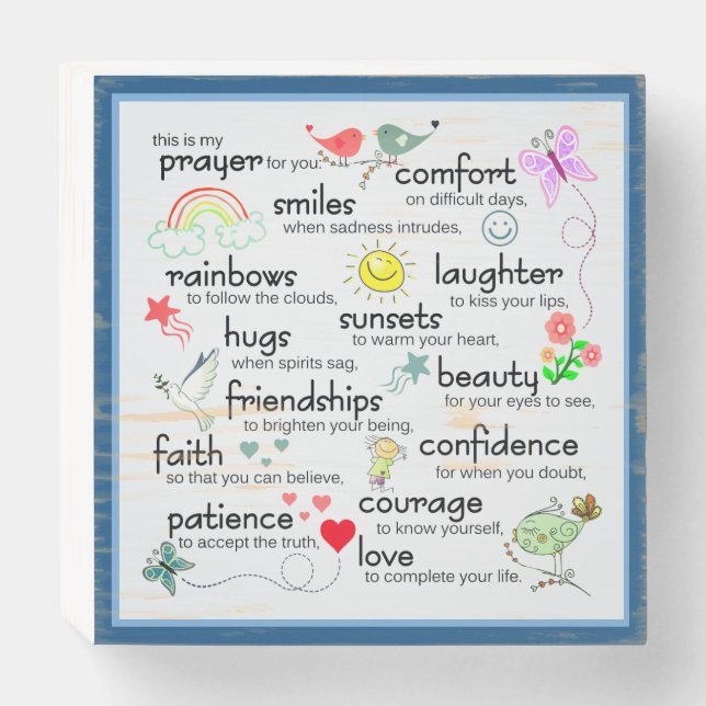 My Prayer For You | Classic Blue Wooden Box Sign (Front Horizontal)