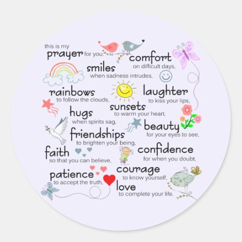 My Prayer For You Classic Round Sticker