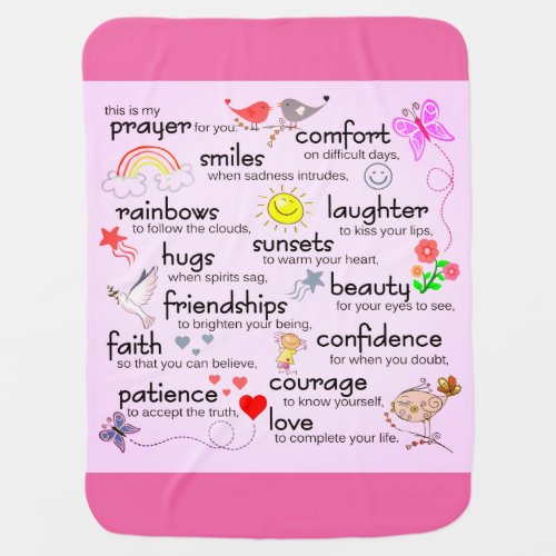 My Prayer For You  Hot Pink Baby Blanket