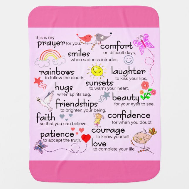 My Prayer For You | Hot Pink Baby Blanket (Front)