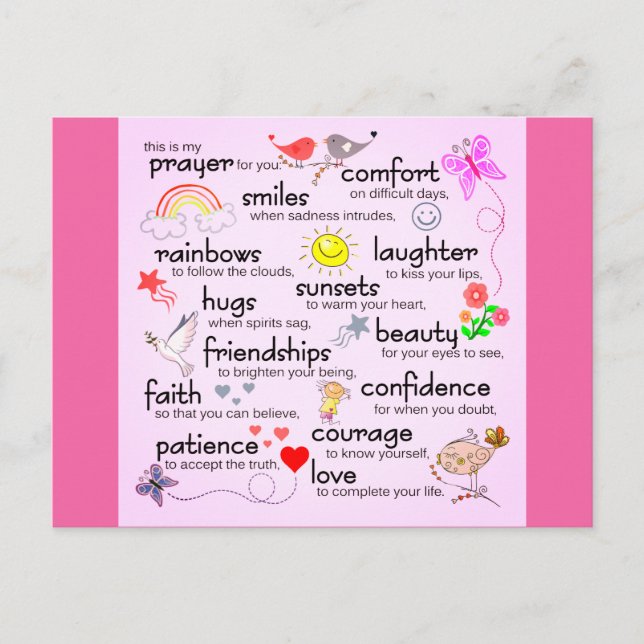 My Prayer For You | Pink Postcard (Front)