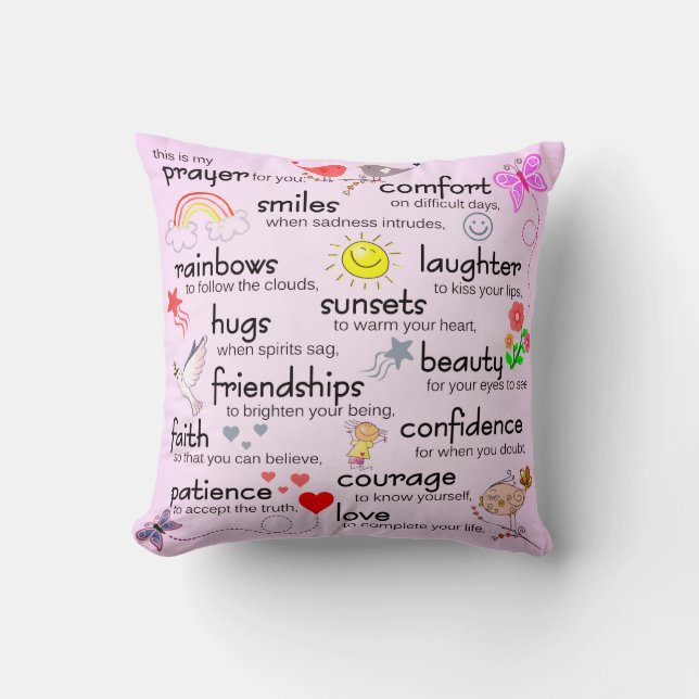 My Prayer For You | Pink Throw Pillow (Front)