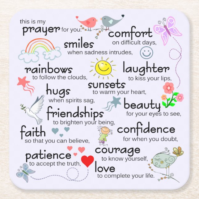 My Prayer For You Square Paper Coaster (Front)